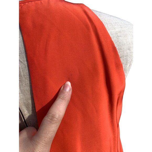 Parker Silk Colorblock Chemise Dress Keyhole Neck Orange Tan Size Small - Picture 11 of 11